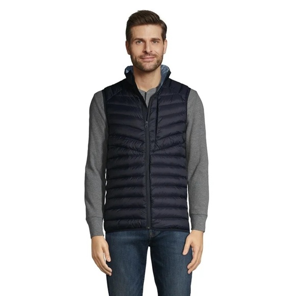 Lands' End NWT Men's Ultra Lightweight Down Vest in Radiant Navy - Picture 1 of 5